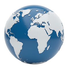 Globe showing continents and oceans isolated on transparent background