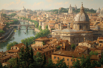 Fototapeta premium painting of Rome. realistic 