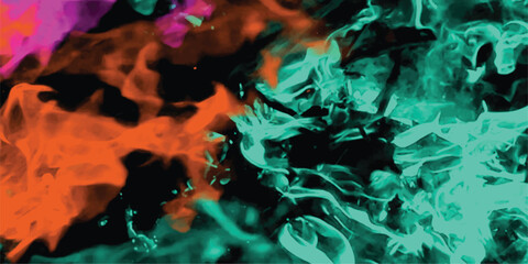 Abstract fluid swirls in vibrant colors textured artistic background with orange turquoise and purple hues in a dynamic composition