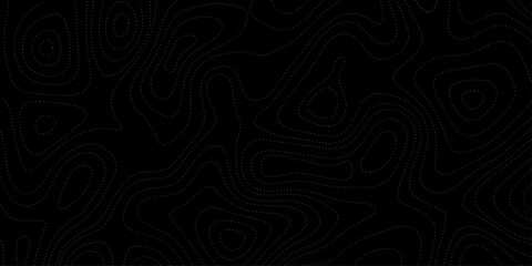 Black and White Vintage Topographic Map Featuring Seamless Geometric Contours and Depth Pattern. Modern Cartography Banner A Dark Topographic Design with Wavy Geometric Patterns and Gold Contour Lines