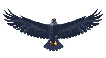 Flying Bald Eagle with Spread Wings - Front View Vector Illustration
