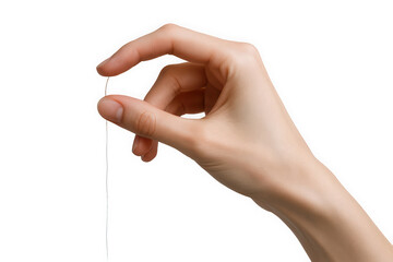 A close-up of a delicate hand gracefully holding a sewing needle, embodying precision and artistry in needlework.