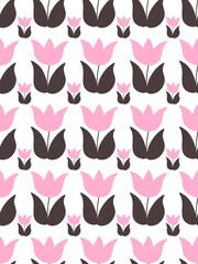 Pink Tulip Floral Seamless Pattern.