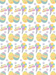 Happy Easter Eggs and Balloons Seamless Pattern.