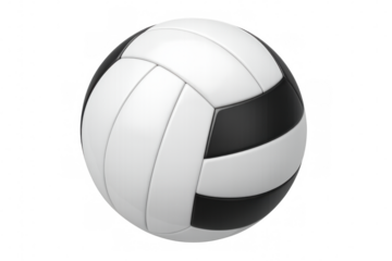 Photorealistic volleyball spinning against transparent backdrop, highlighting spherical design and dynamic sports equipment rendering