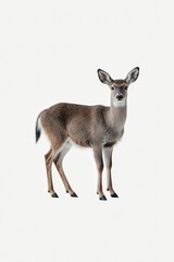 Fototapeta premium Graceful Deer Portrait: A captivating portrait of a single deer, showcasing its elegant features against a minimalist background.