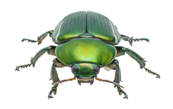 Green june beetle on white background,png