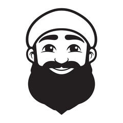 Middle Eastern Arab Man Face Cartoon Illustration
