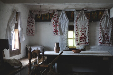 interior rural old wooden ukrainian house