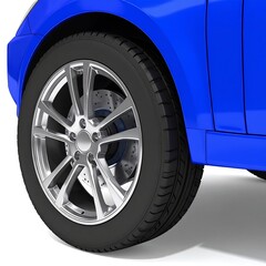 Obraz premium Blue car wheel close-up