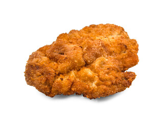 Breaded pork schnitzel isolated on transparent or white background, png
