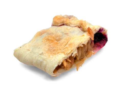 Apple strudel slice isolated on transparent or white background, png