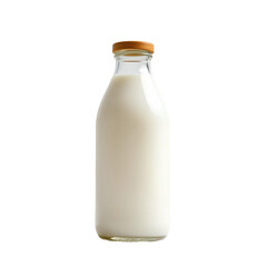 Photo of glass milk bottle isolated on transparent background