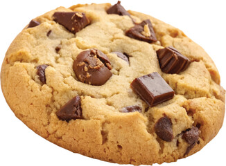 A freshly baked chocolate chip cookie with visible chunks of melted chocolate.