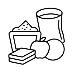 breakfast outline drawing