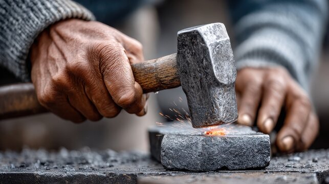 blacksmith using hammer - Powered by Adobe