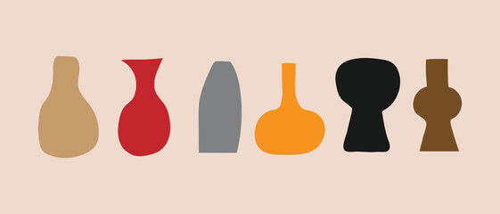 retro icon logo set of jugs, flower vases