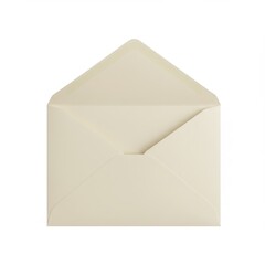 Open beige envelope isolated on white background for invitation, card, letter use cases