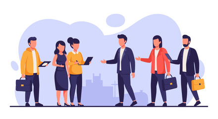 Business people meeting and networking, ideal for websites and presentations.