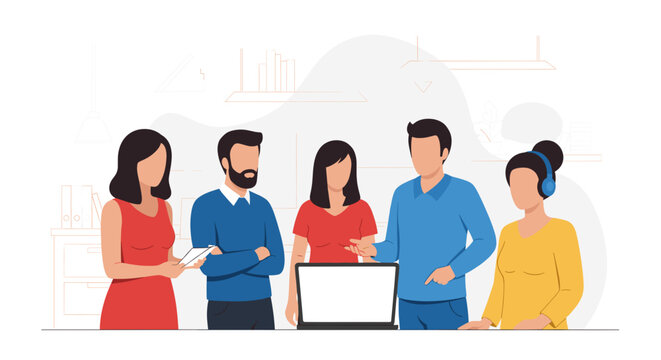 Diverse team collaborating on a project, perfect for websites or presentations about teamwork and innovation.