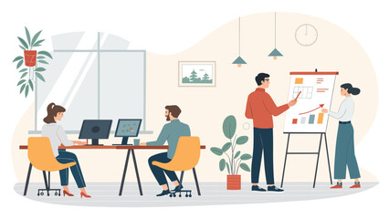 Teamwork in a modern office setting; ideal for presentations on collaboration and business success.