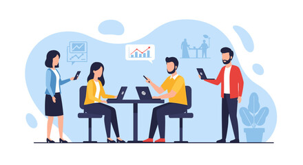 Diverse team collaborating on project, perfect for website or presentation on teamwork and business success.