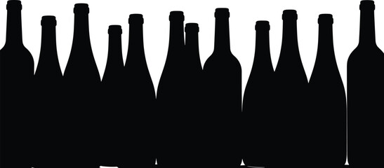 Collection of Wine Bottle Silhouettes: Perfect for Vineyard, Restaurant, or Beverage Industry Designs, Evoking Elegance, Celebration, and Fine Dining.