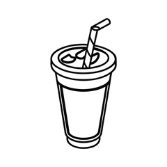 iced drink in plastic cup line art