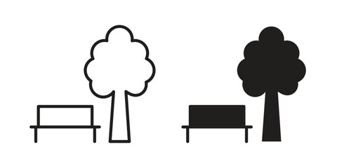 park icon vector in simple flat design, outline.