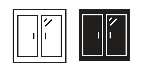 Window icon vector in simple flat design, outline.