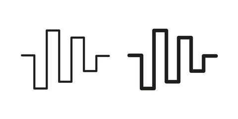 Wave square icon vector in simple flat design, outline.