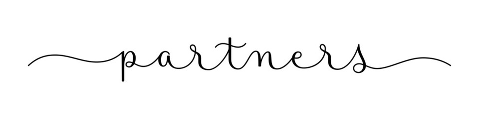 PARTNERS black vector brush calligraphy banner with swashes