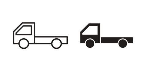 Truck container empty icon vector in simple flat design, outline.