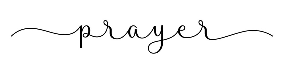 PRAYER black vector brush calligraphy banner with swashes