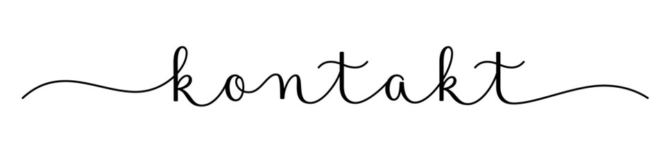 KONTAKT (CONTACT in German) black vector brush calligraphy banner with swashes