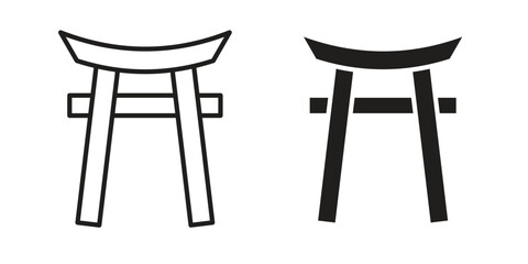 Torii gate icon vector in simple flat design, outline.