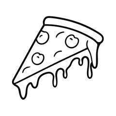 melted cheese pizza slice outline art