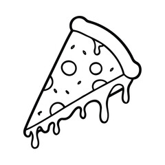 melted cheese pizza slice outline art