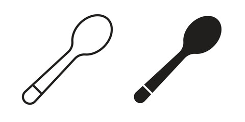 Spoon icon vector in simple flat design, outline.