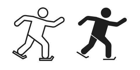Skating icon vector in simple flat design, outline.
