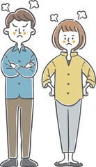 怒っている夫婦　全身　ベクター
