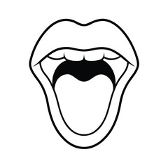 open mouth with tongue outline vector