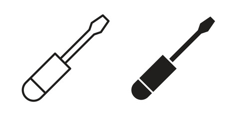 Screwdriver icon vector in simple flat design, outline.