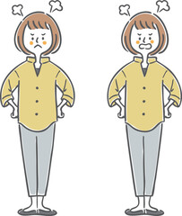 怒っている女性　全身　ベクター
