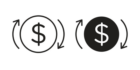 Refund icon vector in simple flat design, outline.