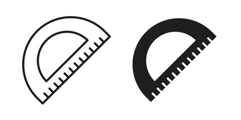 Protractor icon vector in simple flat design, outline.