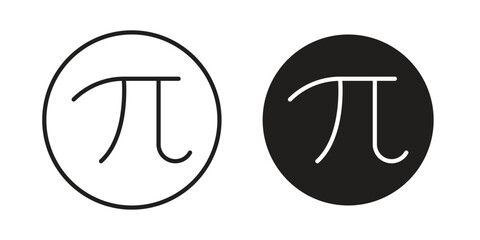 Pi icon vector in simple flat design, outline.