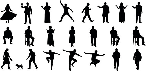 Sketch people illustrations, people vector illustration. Hand drawn, set elements for architecture and landscape design. Sections, Elevations, Floor Plans.