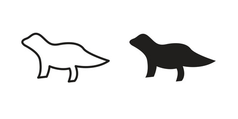 Otter icon vector in simple flat design, outline.