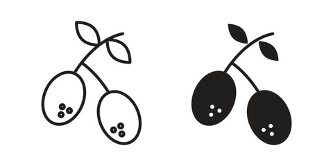Olives icon vector in simple flat design, outline.